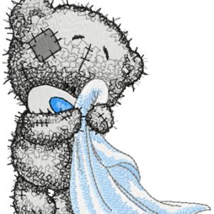 Teddy bear in the bathroom embroidery design