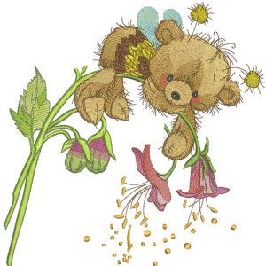 Teddy bear bee embroidery design