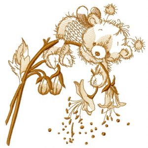 Teddy bear bee sketch embroidery design