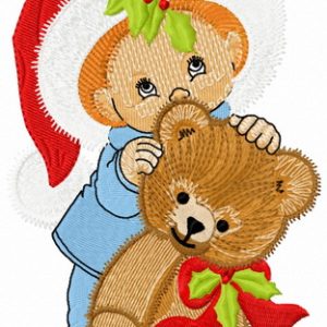 Teddy bear Christmas gift embroidery design