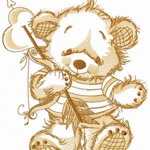 Teddy bear cupid sketch embroidery design