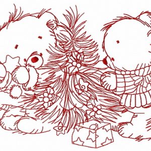 Bear decorating New Year tree 6 embroidery design