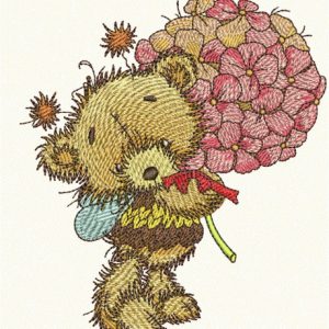 Teddy bear fairy embroidery design