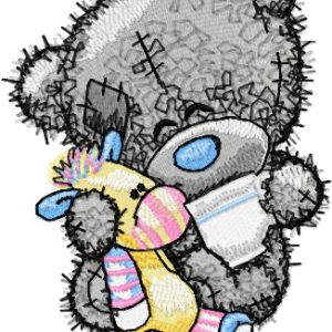 Teddy bear five o*clock tea embroidery design
