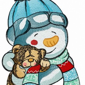 Teddy bear for snowman 3 embroidery design