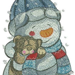 Teddy bear for snowman embroidery design