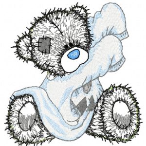 Teddy Bear getting ready for bed applique embroidery design