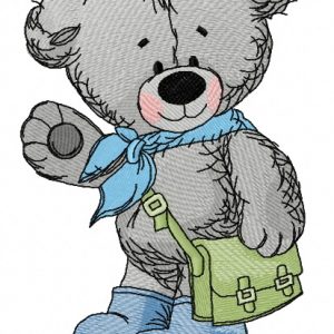 Teddy bear goes to school 2 embroidery design