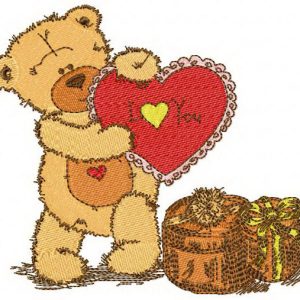 Teddy bear I love you 2 embroidery design