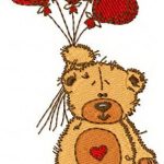 Teddy bear I love you embroidery design