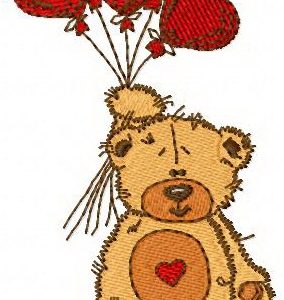 Teddy bear I love you embroidery design