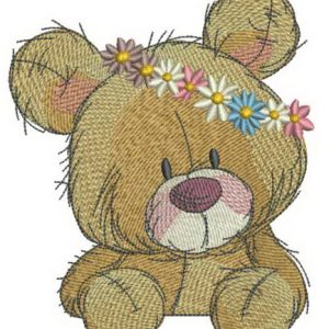 Teddy bear in flower pot 3 embroidery design