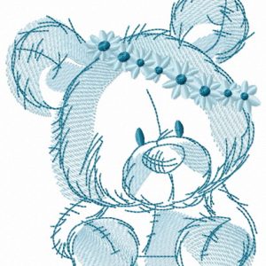 Teddy bear in flower pot 4 embroidery design