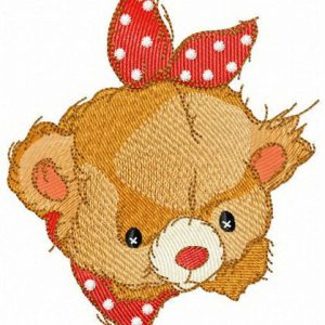 Teddy bear in polka dot bib embroidery design