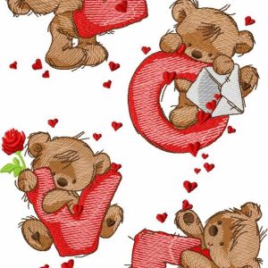 Teddy Bear love embroidery design