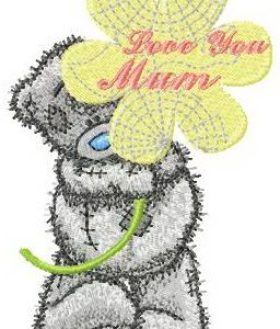 Teddy bear love you mum embroidery design