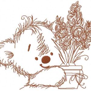 Teddy bear my flower embroidery design