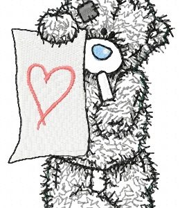 Teddy bear painter applique embroidery design