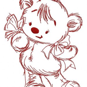 Teddy bear playing with butterfly3 embroidery design