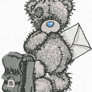 Teddy Bear postman embroidery design
