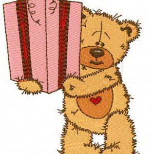 Teddy bear present for you embroidery design