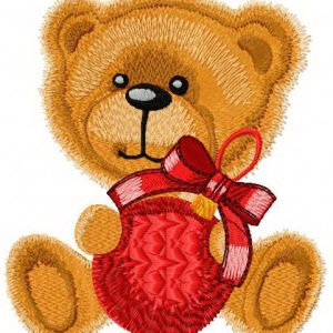 Teddy bear ready for Christmas embroidery design
