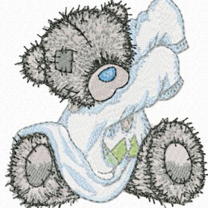 Teddy Bear getting ready for bed embroidery design