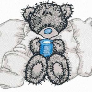 Teddy bear is sick embroidery design