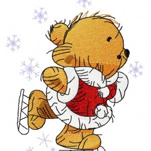 Teddy bear skating 2 embroidery design