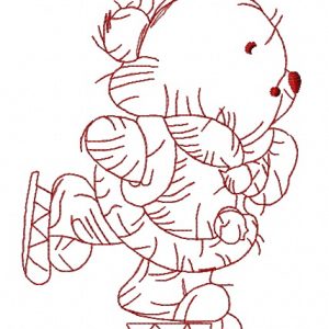 Teddy bear skating 3 embroidery design