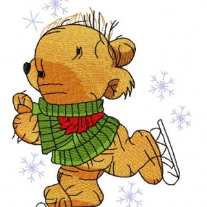 Teddy bear skating 4 embroidery design