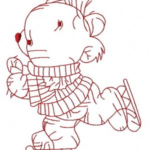 Teddy bear skating 5 embroidery design