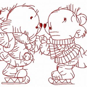 Teddy bear skating 6 embroidery design