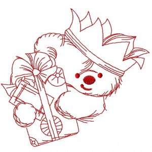 Teddy bear the king 3 embroidery design