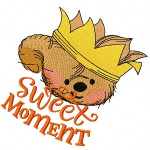 Teddy bear the king 5 embroidery design