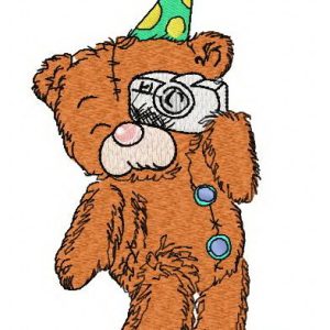 Teddy bear the photographer embroidery design