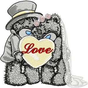 Teddy Bear wedding embroidery design