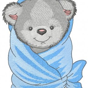 Teddy bear with bath towel 2 embroidery design