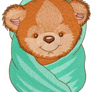 Teddy bear with bath towel 3 embroidery design