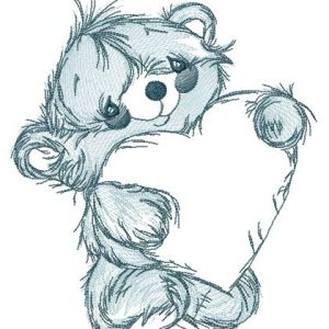 Teddy bear with huge Valentine card embroidery design