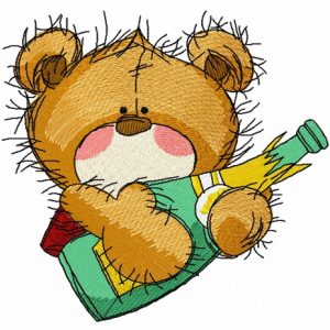 Teddy bear with champagne 2 embroidery design
