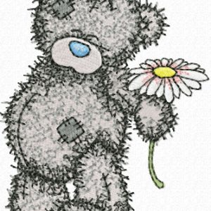 Teddy Bear with chamomile embroidery design