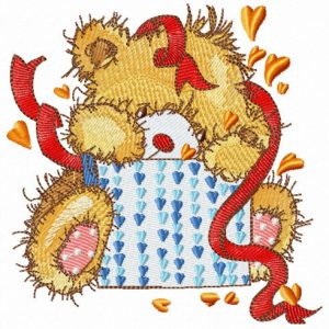Teddy bear with confetti embroidery design