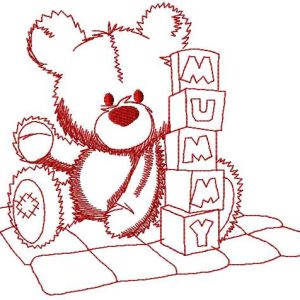 Teddy Bear with cubs embroidery design