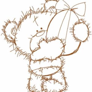Teddy bear present Easter egg embroidery design