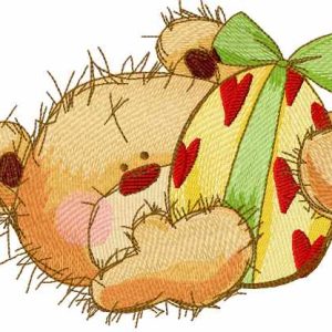 Teddy Bear with Easter Egg 6 embroidery design