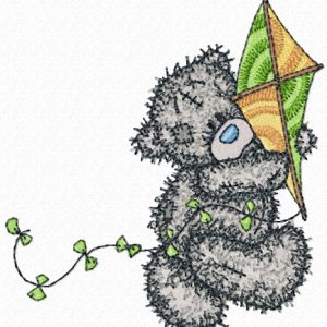 Teddy Bear with kite embroidery design