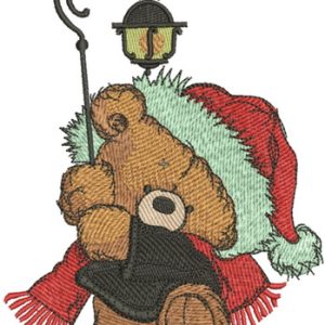 Teddy bear with lantern embroidery design