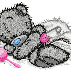 Teddy Bear with rattle embroidery design