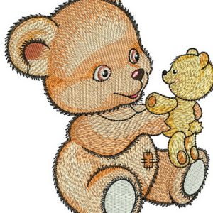 Teddy bear with teddy bear embroidery design